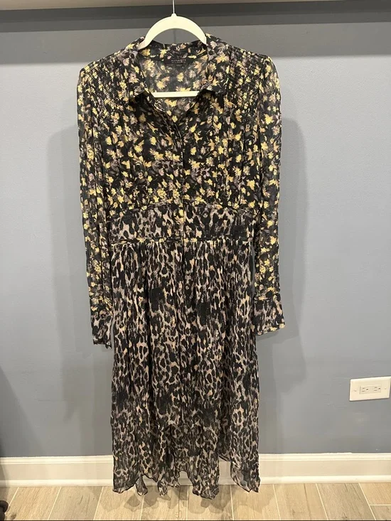 ALLSAINTS Liza Asa Dual Print High/Low Dress - Picture 2 of 9